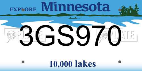 3GS970 Minnesota License Plate