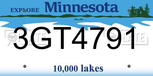3GT4791 Minnesota License Plate