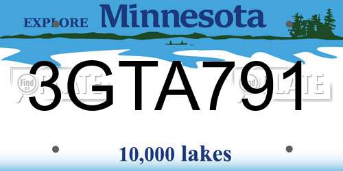 3GTA791 Minnesota License Plate