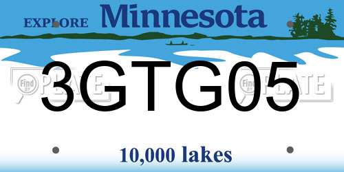 3GTG05 Minnesota License Plate