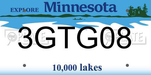 3GTG08 Minnesota License Plate