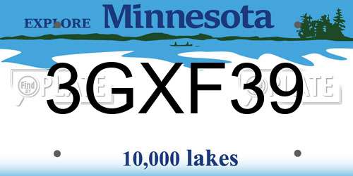 3GXF39 Minnesota License Plate