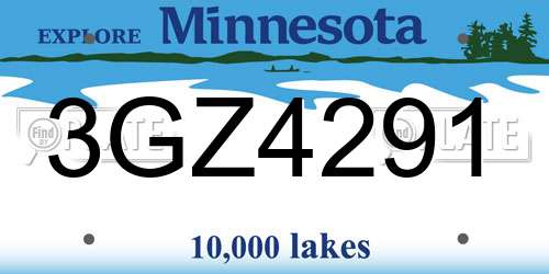 3GZ4291 Minnesota License Plate