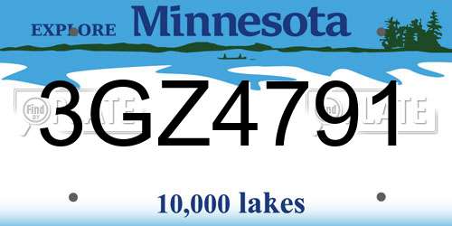 3GZ4791 Minnesota License Plate