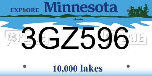 3GZ596 Minnesota License Plate