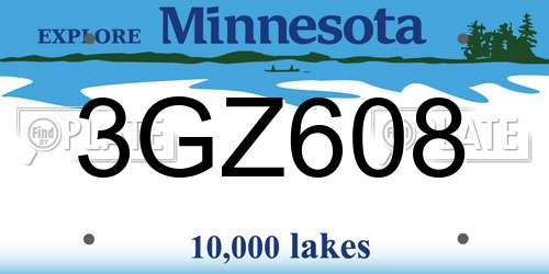 3GZ608 Minnesota License Plate