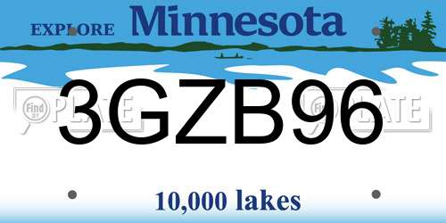 3GZB96 Minnesota License Plate