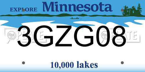 3GZG08 Minnesota License Plate