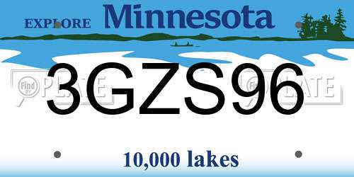 3GZS96 Minnesota License Plate