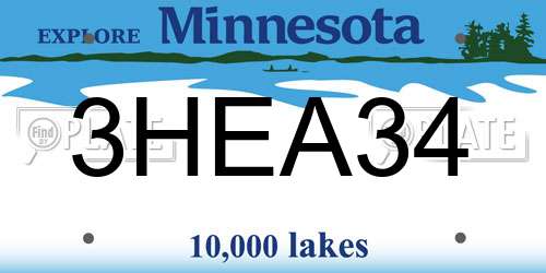 3HEA34 Minnesota License Plate