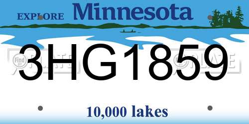 3HG1859 Minnesota License Plate