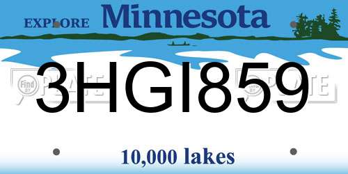 3HGI859 Minnesota License Plate