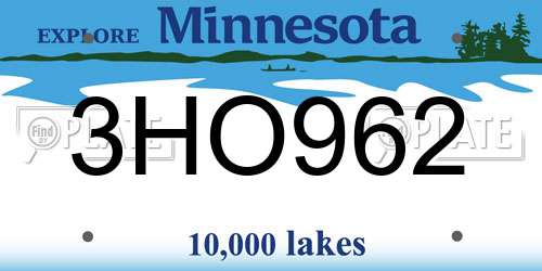 3HO962 Minnesota License Plate