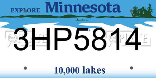 3HP5814 Minnesota License Plate