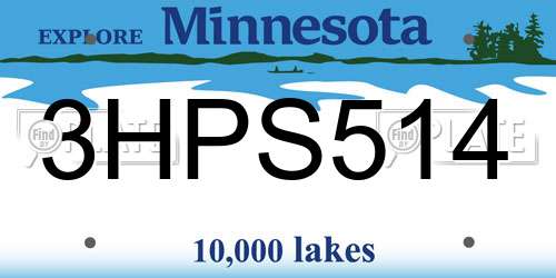 3HPS514 Minnesota License Plate