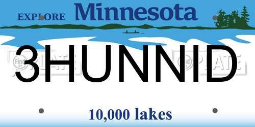3HUNNID Minnesota License Plate