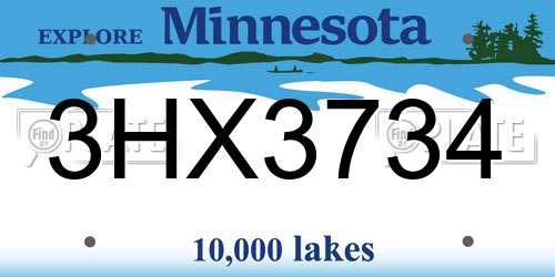 3HX3734 Minnesota License Plate