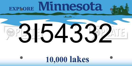 3I54332 Minnesota License Plate