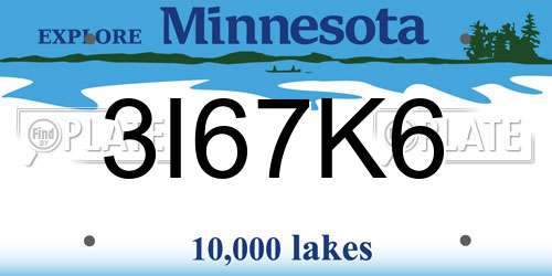 3I67K6 Minnesota License Plate