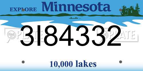 3I84332 Minnesota License Plate