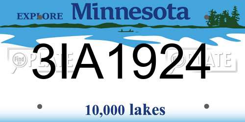 3IA1924 Minnesota License Plate