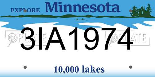 3IA1974 Minnesota License Plate