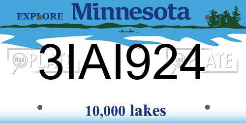 3IAI924 Minnesota License Plate