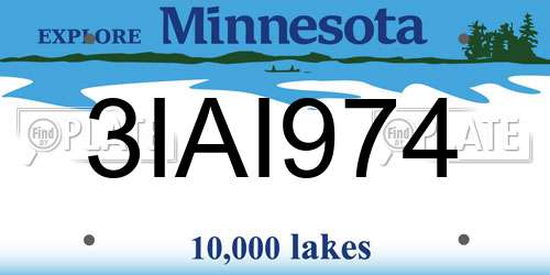 3IAI974 Minnesota License Plate