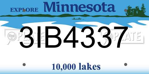 3IB4337 Minnesota License Plate