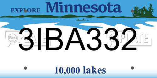 3IBA332 Minnesota License Plate