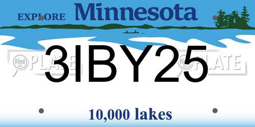 3IBY25 Minnesota License Plate