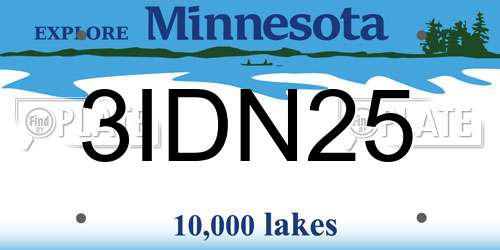 3IDN25 Minnesota License Plate