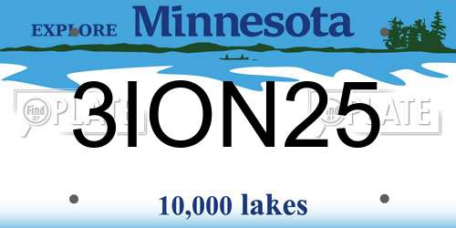 3ION25 Minnesota License Plate