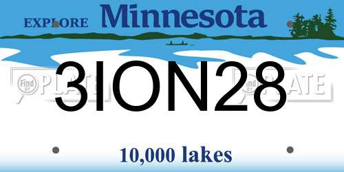 3ION28 Minnesota License Plate
