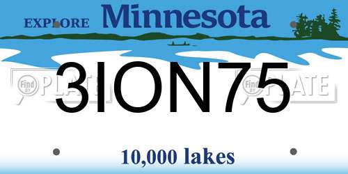 3ION75 Minnesota License Plate