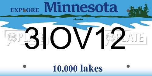 3IOV12 Minnesota License Plate