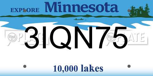 3IQN75 Minnesota License Plate