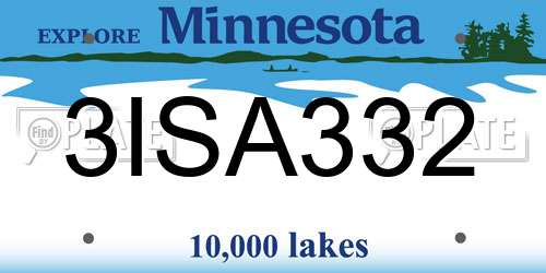 3ISA332 Minnesota License Plate