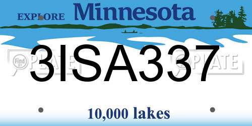 3ISA337 Minnesota License Plate