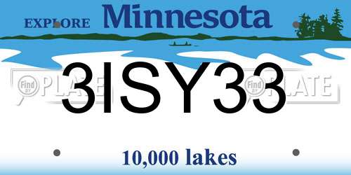 3ISY33 Minnesota License Plate