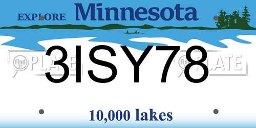 3ISY78 Minnesota License Plate