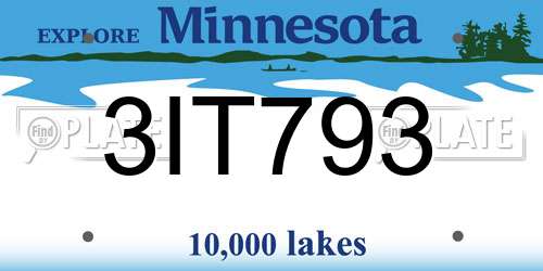 3IT793 Minnesota License Plate