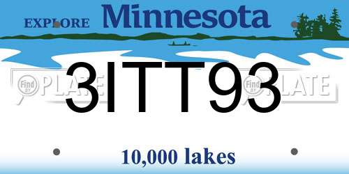 3ITT93 Minnesota License Plate