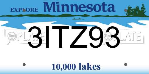 3ITZ93 Minnesota License Plate