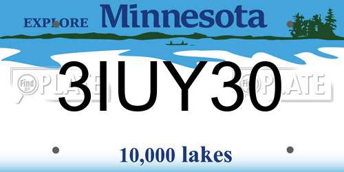 3IUY30 Minnesota License Plate