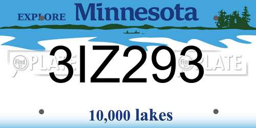 3IZ293 Minnesota License Plate