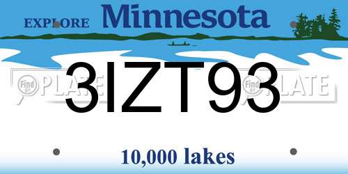 3IZT93 Minnesota License Plate