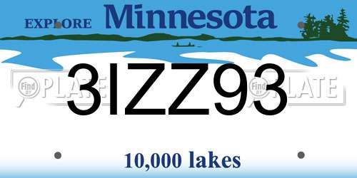 3IZZ93 Minnesota License Plate