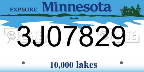 3J07829 Minnesota License Plate