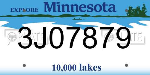 3J07879 Minnesota License Plate
